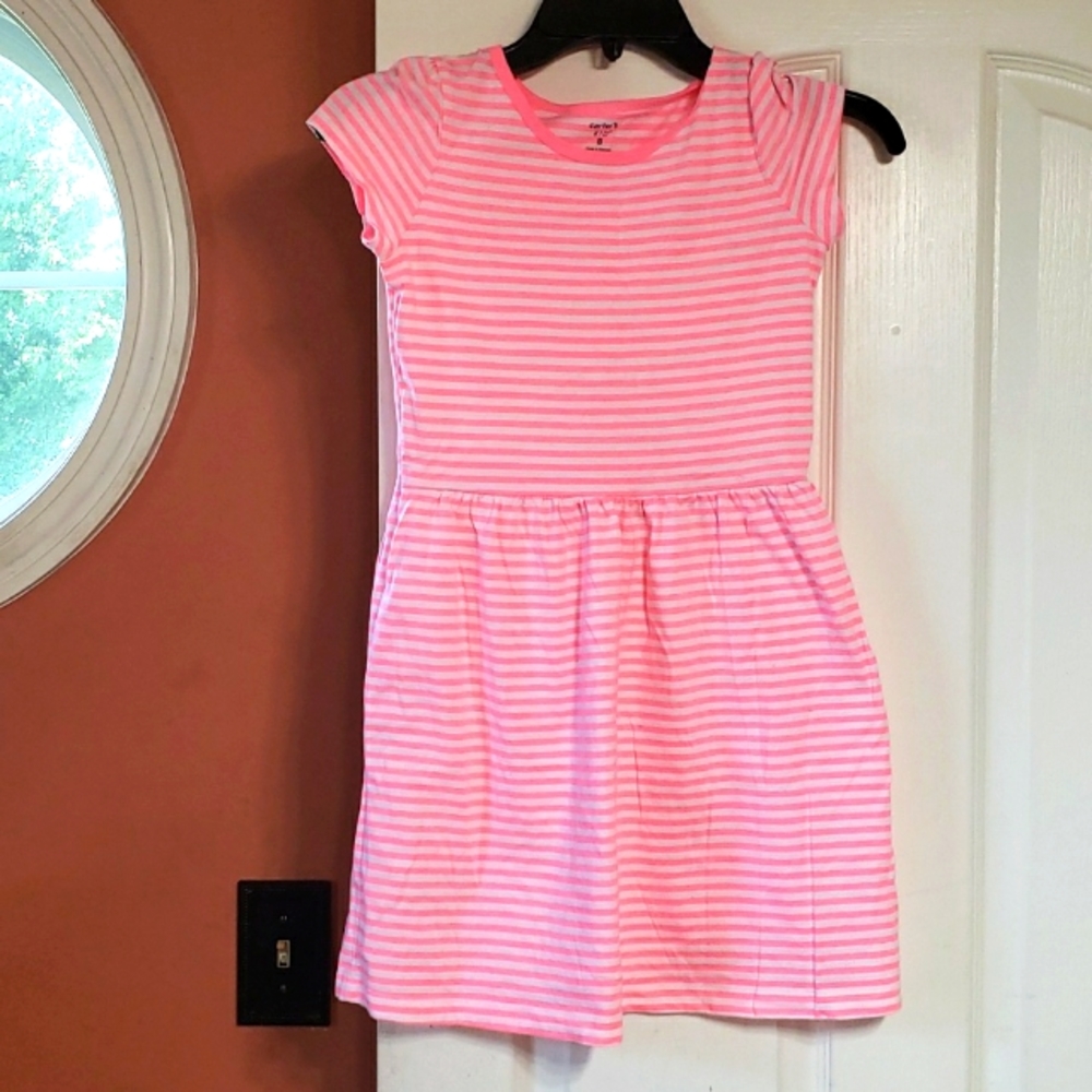 CARTER'S KIDS GIRLS PINK & WHITE SUN 🌞 DRESS SZ 8 💖🤍💖🤍